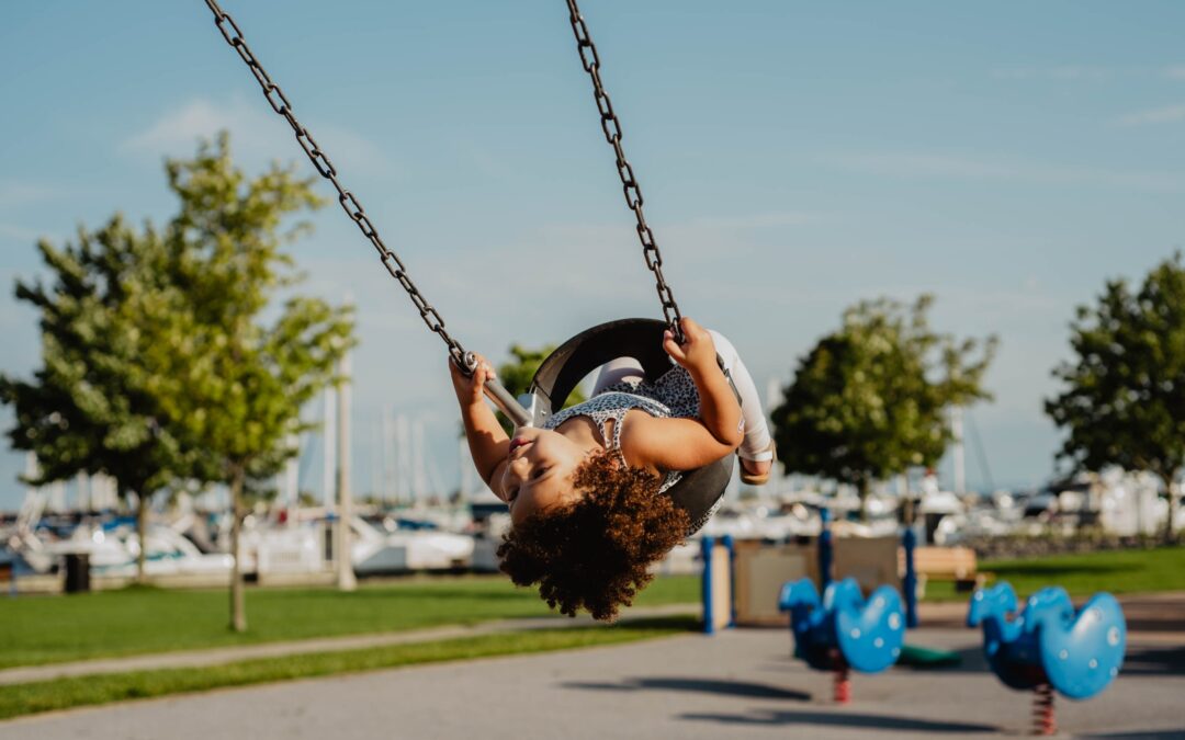 A swinging on a swing